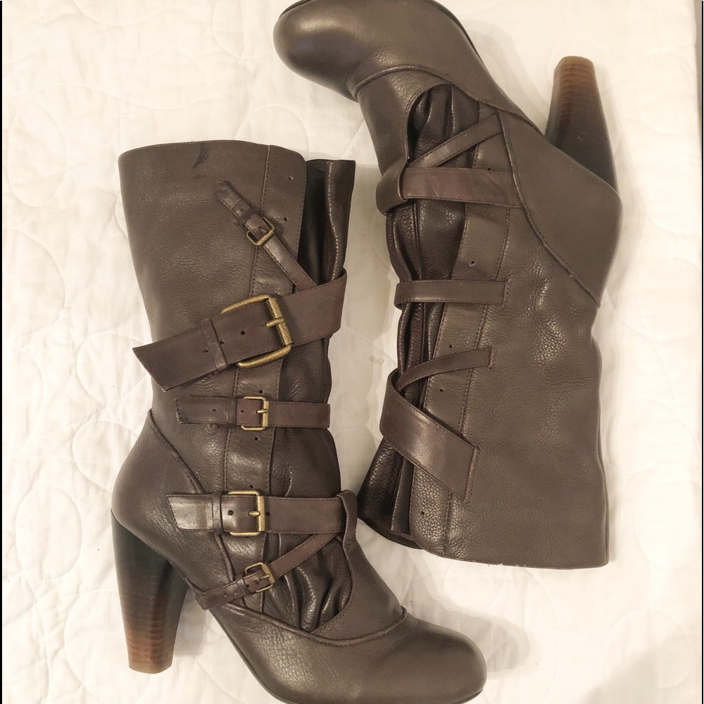 Dolce Vita Mid Calf Brown Buckle Boots